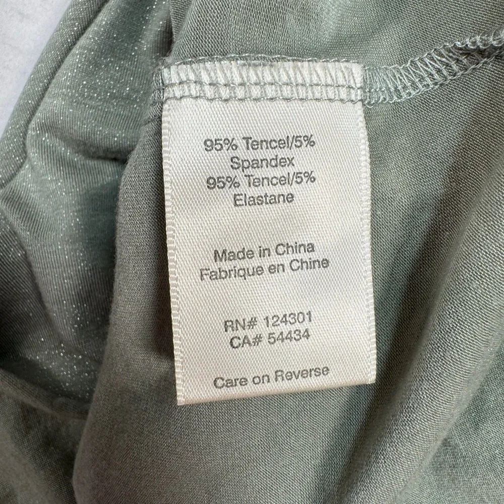 Babakul Long Sleeve Open Front Cardigan Womens Size Large Green Metallic Pockets